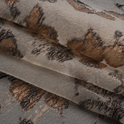 Metallic Burnout Luxury Brocade - Brown and Black Abstract