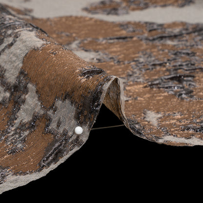 Metallic Burnout Luxury Brocade - Brown and Black Abstract