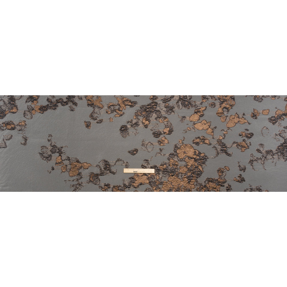 Metallic Burnout Luxury Brocade - Brown and Black Abstract - Full