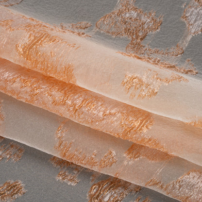 Metallic Burnout Luxury Brocade - Peachy Orange Abstract