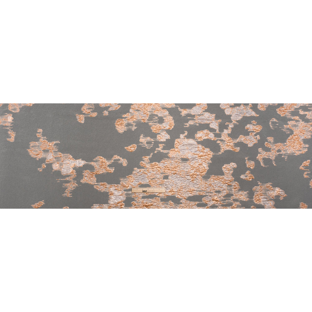 Metallic Burnout Luxury Brocade - Peachy Orange Abstract - Full