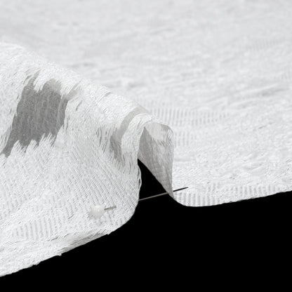Metallic Burnout Luxury Brocade - White Abstract Crinkled Borders