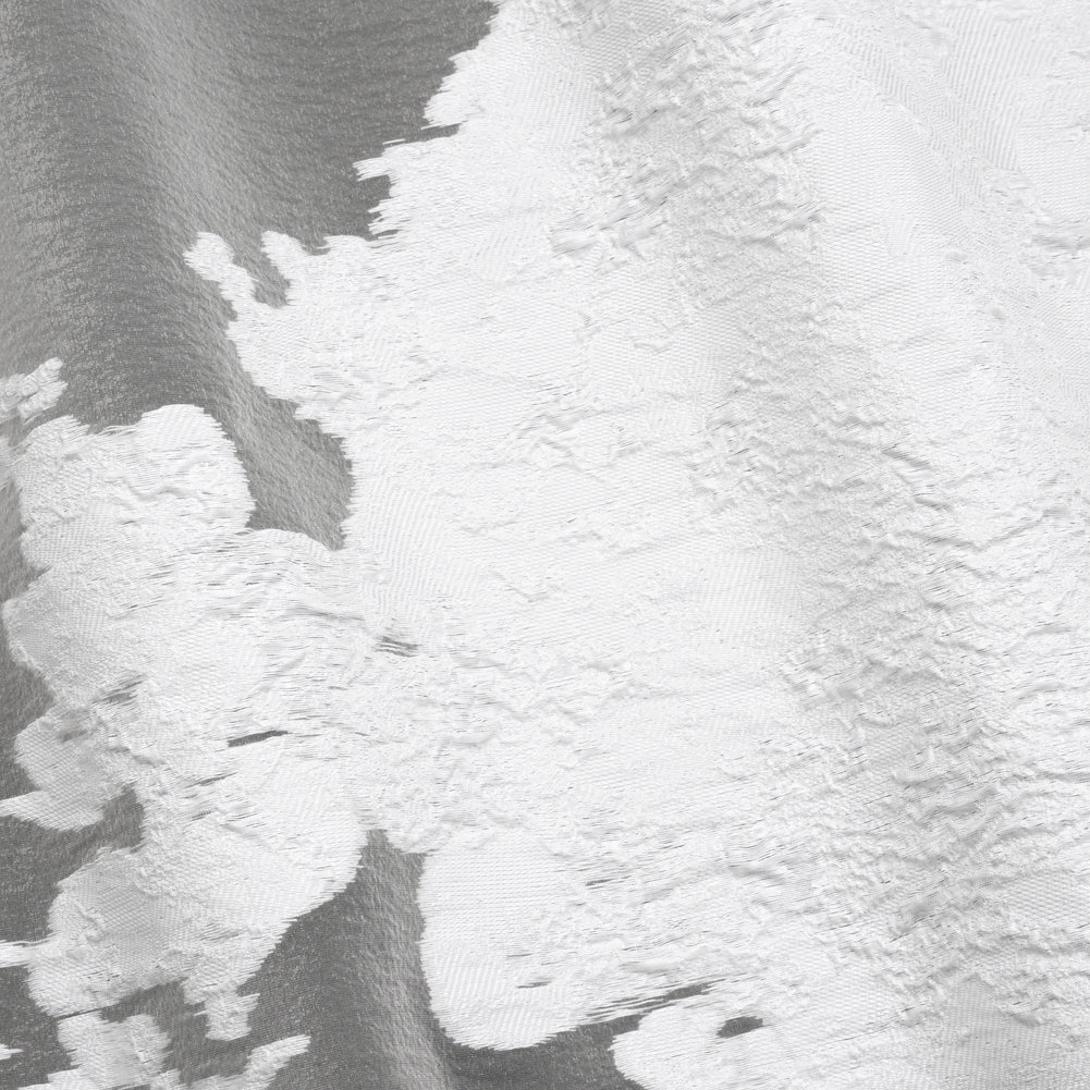 Metallic Burnout Luxury Brocade - White Abstract Crinkled Borders
