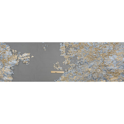 Metallic Burnout Luxury Brocade - Sky Blue, Gold and Black Abstract Crinkled Borders
