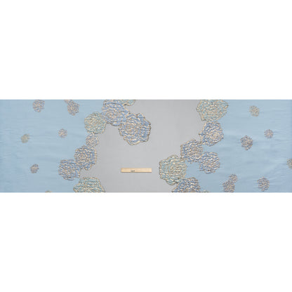 Metallic Burnout Luxury Brocade - Sky Blue and Gold Rose Border