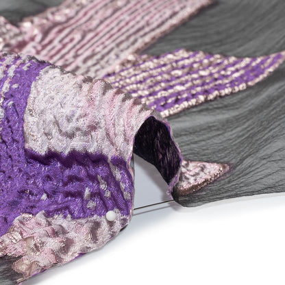 Metallic Luxury Burnout Brocade - Purple, Orchid Pink and Black Abstract