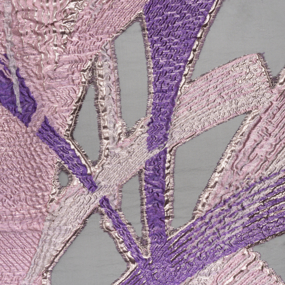 Metallic Luxury Burnout Brocade - Purple, Orchid Pink and Black Abstract