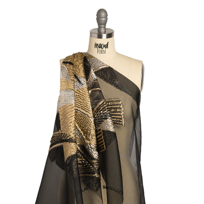 Metallic Luxury Burnout Brocade - Black and Gold Abstract