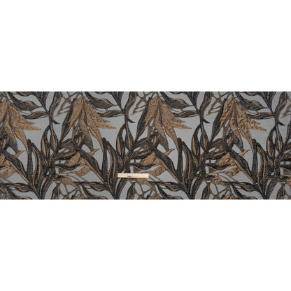 Metallic Luxury Burnout Brocade - Mole Brown and Black Magical Leaves