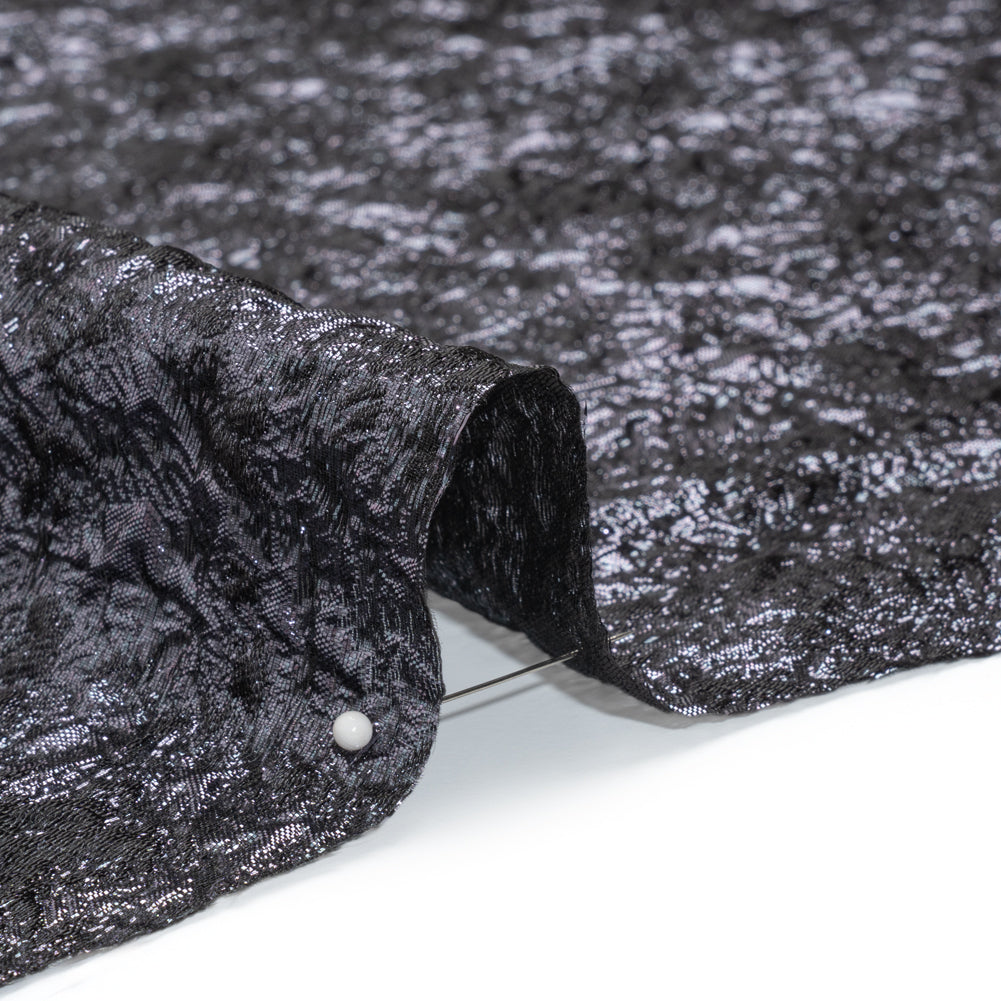 Metallic Luxury Brocade - Black and Navy Abstract