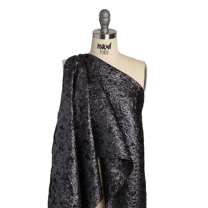 Metallic Luxury Brocade - Black and Navy Abstract