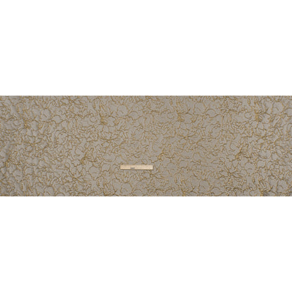 Metallic Luxury Brocade - Gray and Gold Floral Outlines