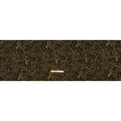Metallic Luxury Brocade - Black and Gold Floral Outlines