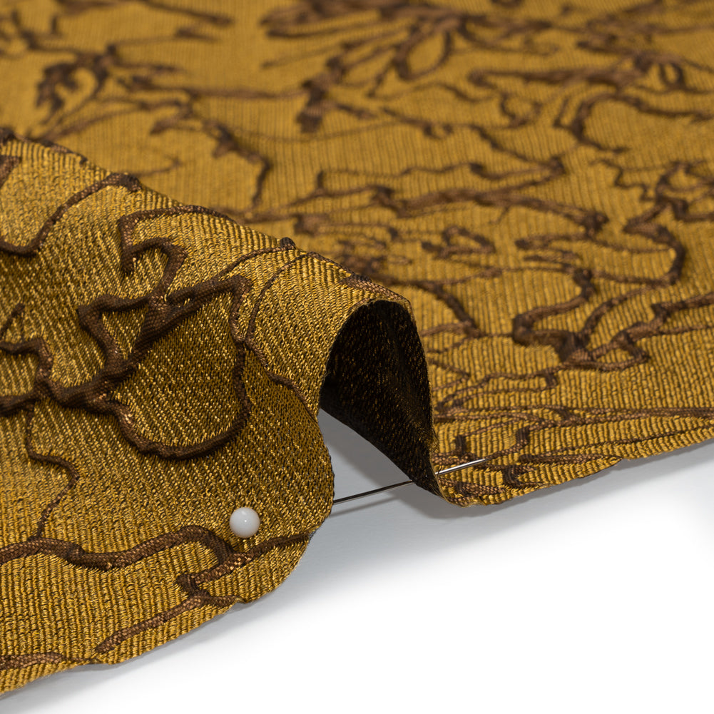 Metallic Luxury Brocade - Gold and Bronze Floral Outlines