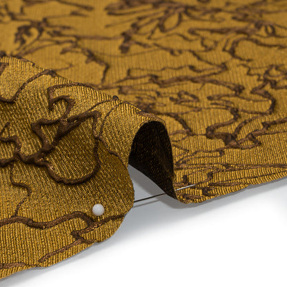 Metallic Luxury Brocade - Gold and Bronze Floral Outlines