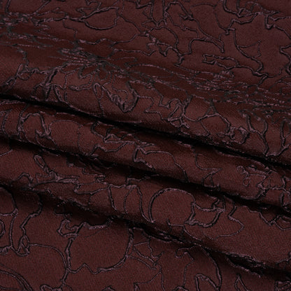 Metallic Luxury Brocade - Burgundy Floral Outlines