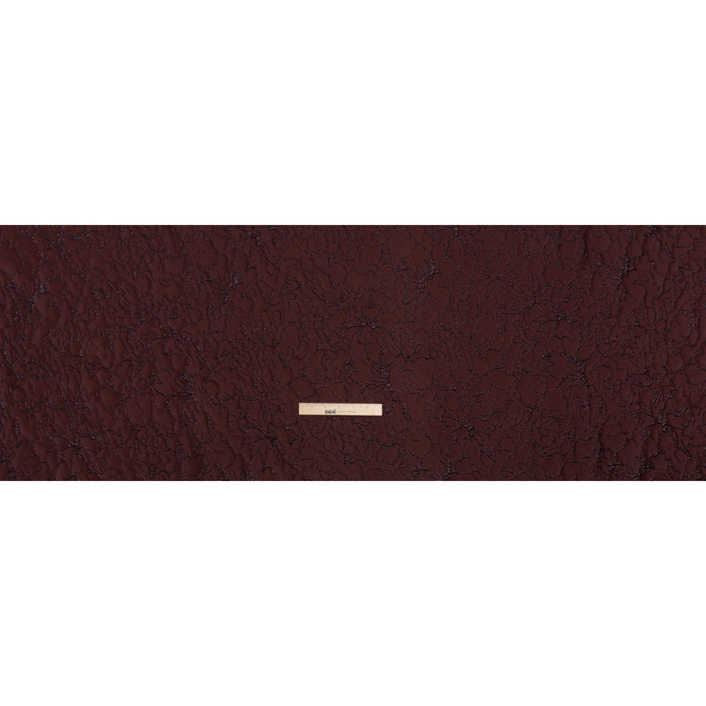 Metallic Luxury Brocade - Burgundy Floral Outlines - Full