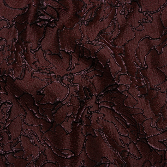 Metallic Luxury Brocade - Burgundy Floral Outlines