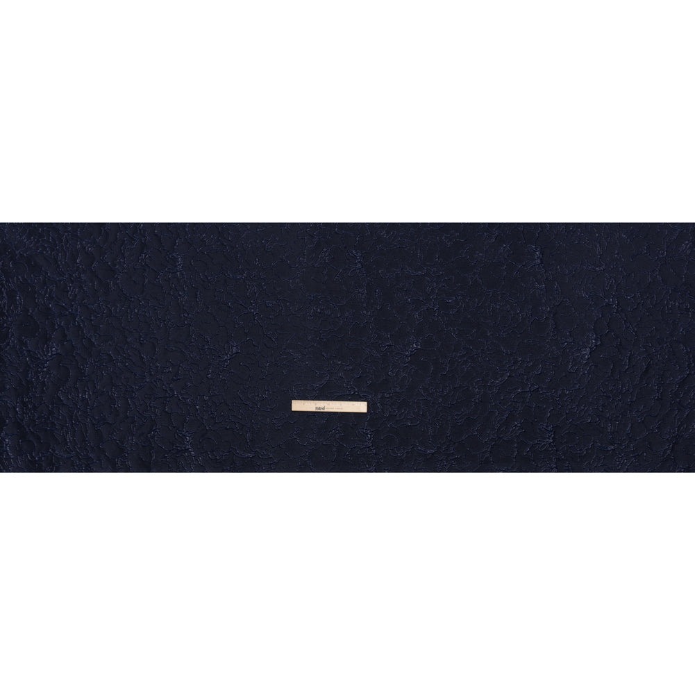 Metallic Luxury Brocade - Navy Floral Outlines