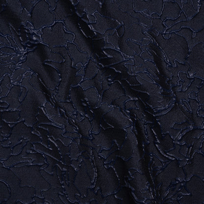 Metallic Luxury Brocade - Navy Floral Outlines