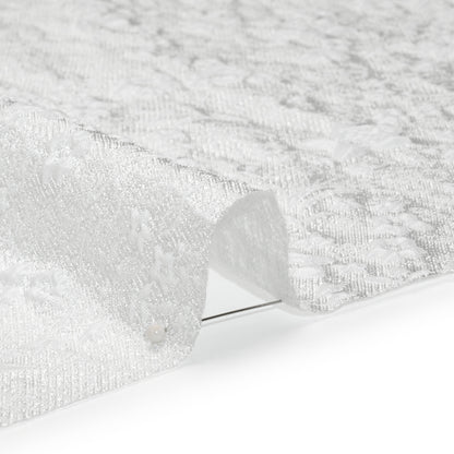 Metallic Luxury Brocade - White Little Flowers