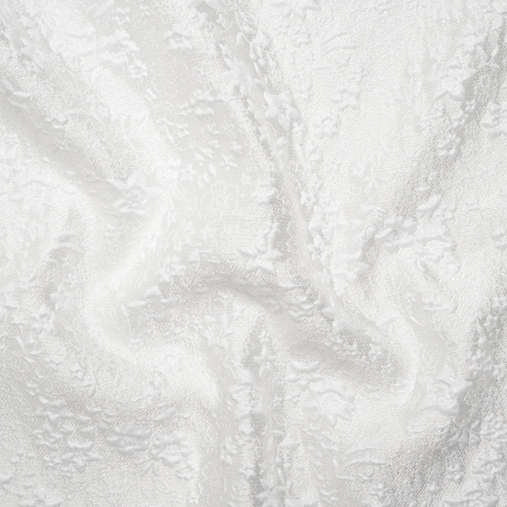 Metallic Luxury Brocade - White Little Flowers