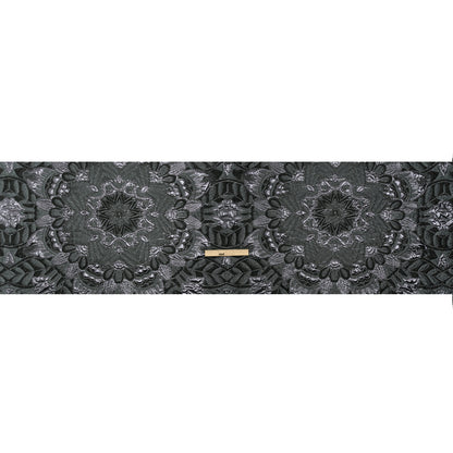 Metallic Luxury Brocade - Gray and Black Floral Medallions and Leaves
