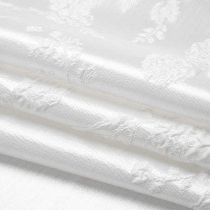 Metallic Luxury Brocade - White Rose Bushes Border