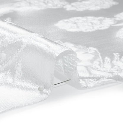 Metallic Luxury Brocade - White Rose Bushes Border