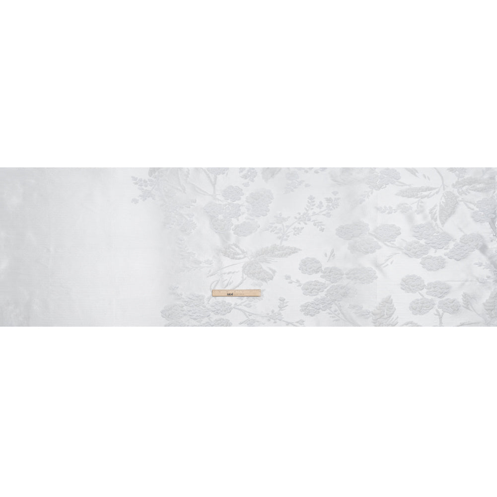 Metallic Luxury Brocade - White Rose Bushes Border - Full