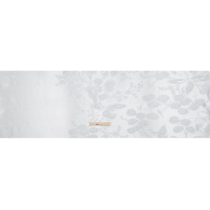 Metallic Luxury Brocade - White Rose Bushes Border