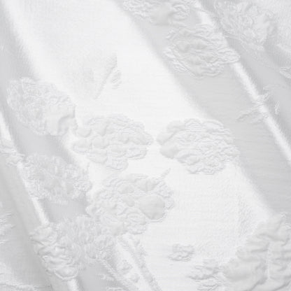 Metallic Luxury Brocade - White Rose Bushes Border