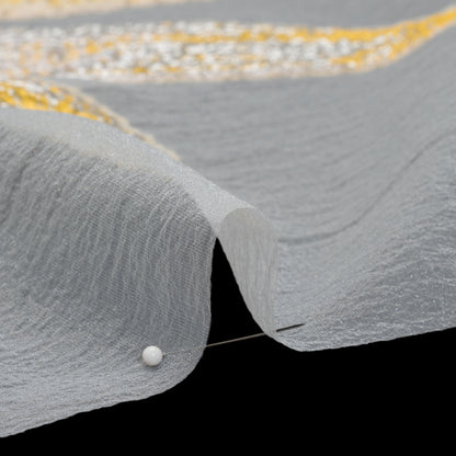 Metallic Luxury Burnout Brocade Panel - Sunshine Yellow and White Painterly Lily