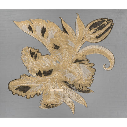 Metallic Luxury Burnout Brocade Panel - Black and Gold Painterly Lily