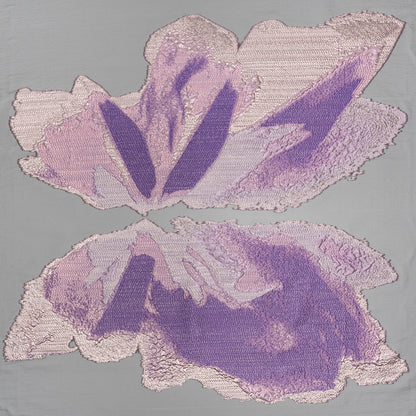 Metallic Luxury Burnout Brocade Panel - Purple, Orchid and Silver Ikat Butterfly Wings