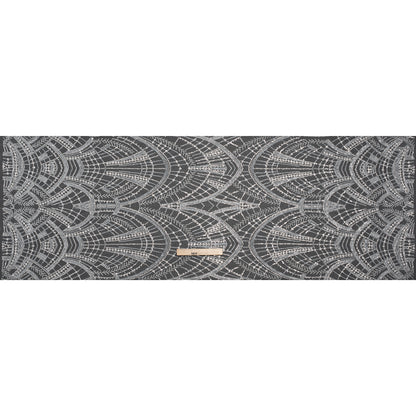 Embroidered Lace with Beads and Sequins - White and Silver Geometric Archways