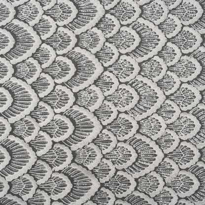 Embroidered Lace with Clear Baby Sequins - Ivory Fringed Petal-Like Scales