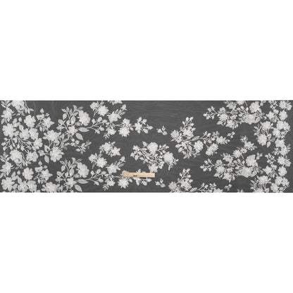 Embroidered 3D Lace with Beads and Sequins - White Blooming Stems