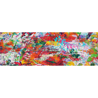 Silk Charmeuse Print - White, Red and Green Abstract Paint Splatters Drape