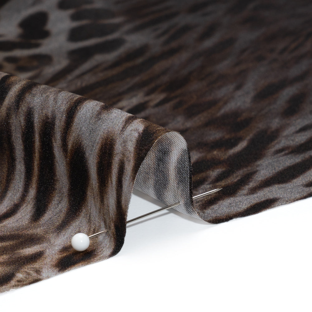 Silk Charmeuse Print - Black, Brown and White Leopard Spots Ombre Folded