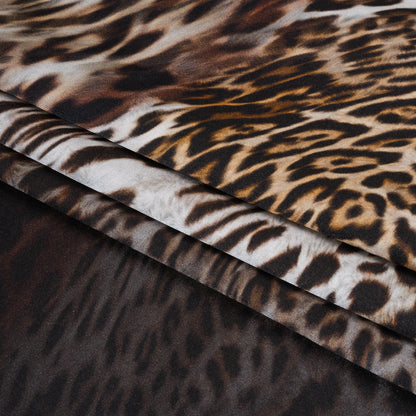 Silk Charmeuse Print - Black, Brown and White Leopard Spots Ombre Full