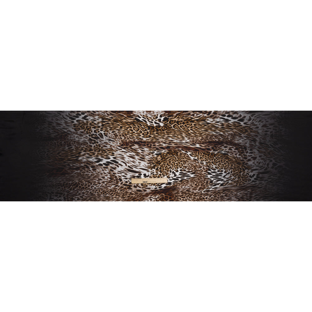 Silk Charmeuse Print - Black, Brown and White Leopard Spots Ombre Drape