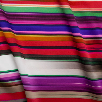 Silk Charmeuse Print - Purple, Brown and White Ombre Painted Stripes