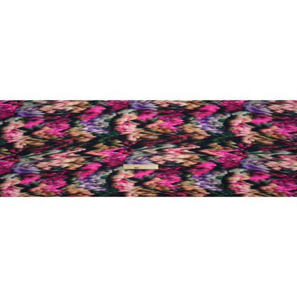 Silk Charmeuse Print - Black, Pink and Green Abstract Ikat Drape
