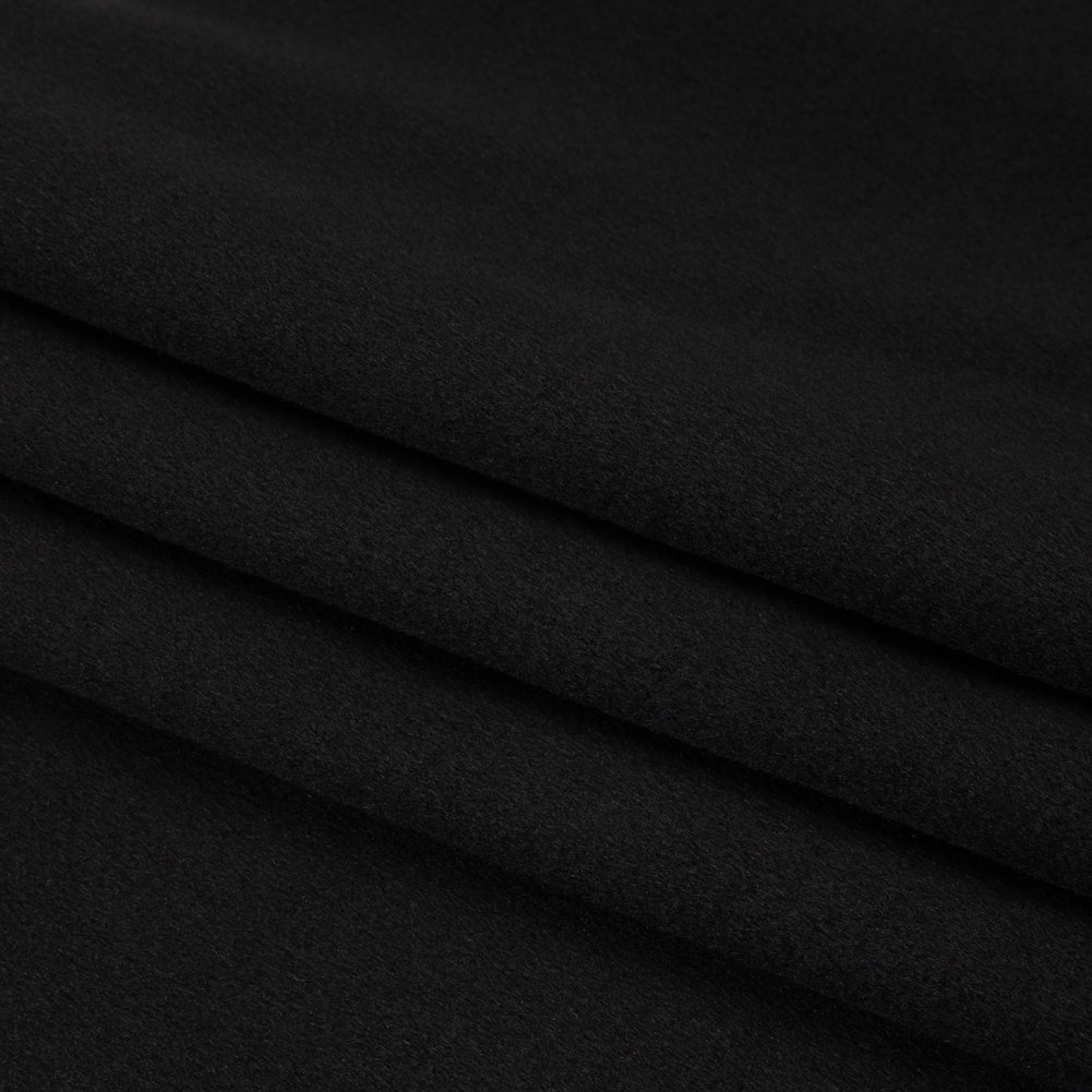 Virgin Wool and Cashmere Double Cloth Coating - Black - Astana Collection - Folded