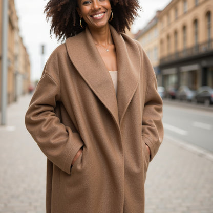 Virgin Wool and Cashmere Double Cloth Coating - Heathered Beige - Astana Collection