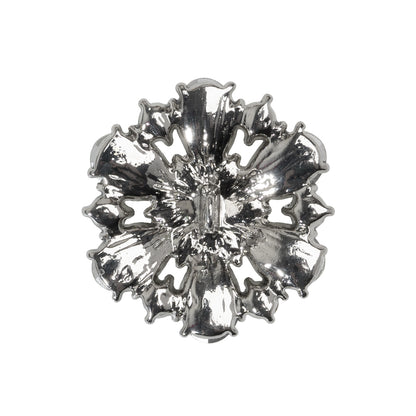 Rhinestone and Metal Shank Back Button - 40L/25.5mm - Crystal and Nickel-Free Silver Big Flower