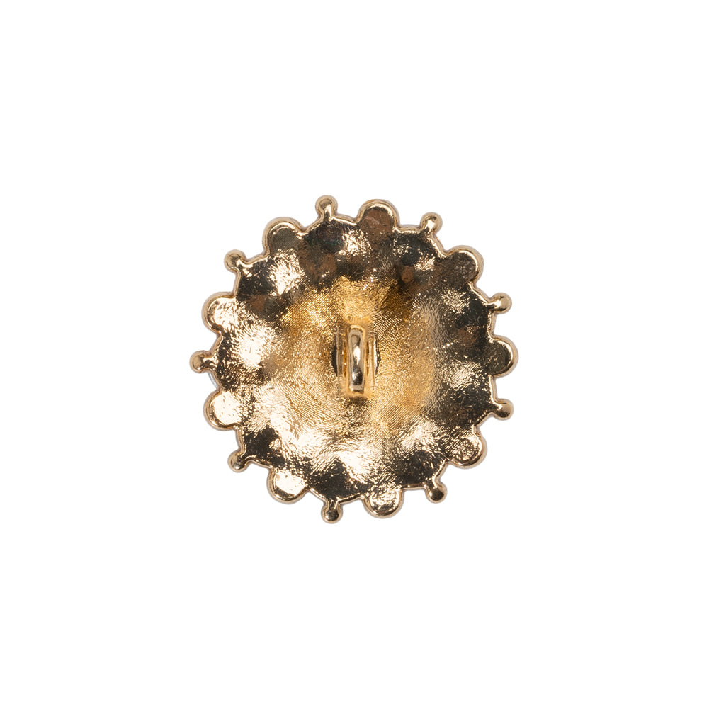 Rhinestone and Metal Shank Back Button - 32L/20mm - Crystal and Gold Little Daisy - Detail