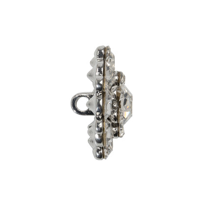 Rhinestone and Metal Shank Back Button - 38L/24mm - Crystal and Nickel-Free Silver Big Rings of Stones