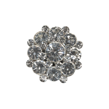 Rhinestone and Metal Shank Back Button - 38L/24mm - Crystal and Nickel-Free Silver Big Rings of Stones